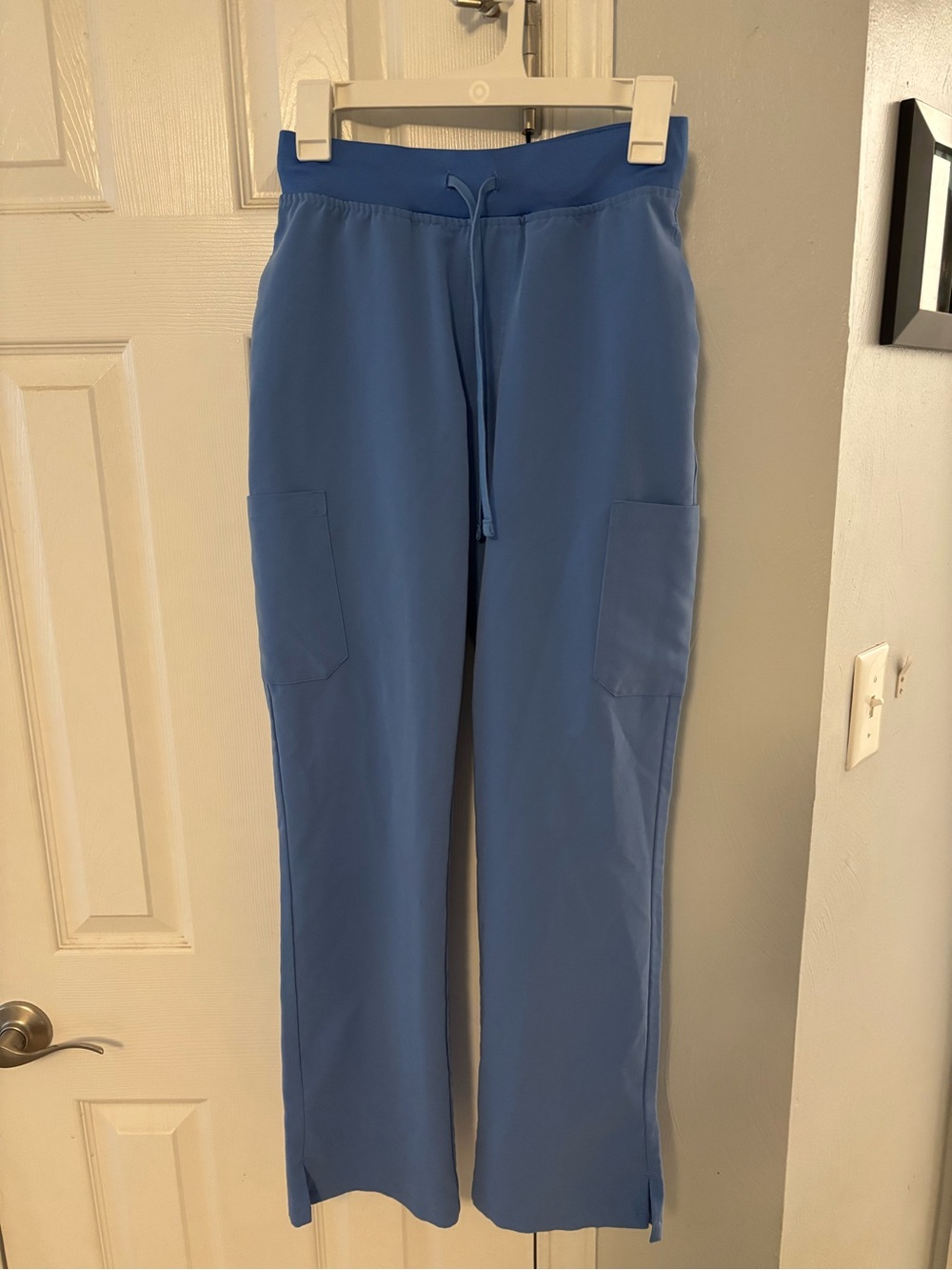 Mandala XS ceil blue cargo scrub pants
